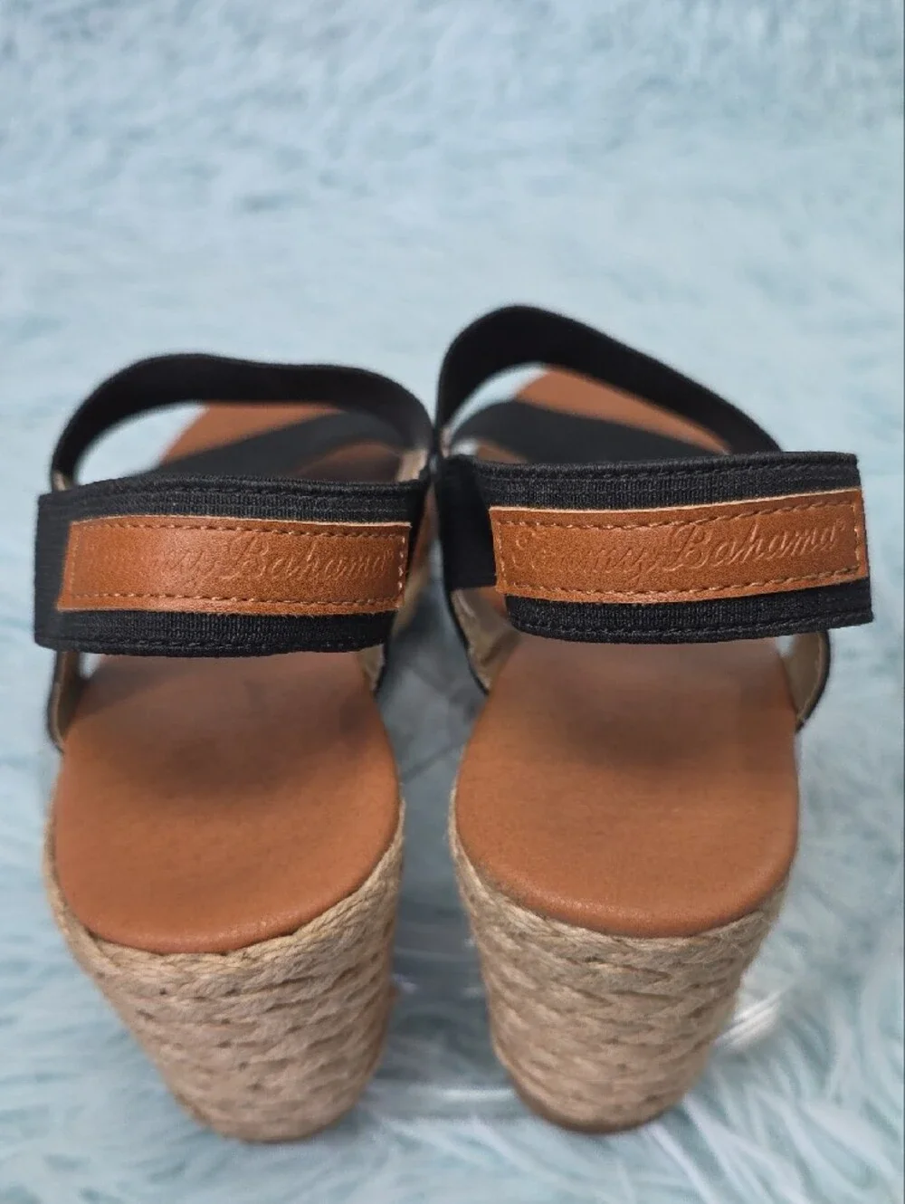 Tommy Bahama Sakura‎ Black Elastic Espadrille Wedge Sandals Size 8.5
